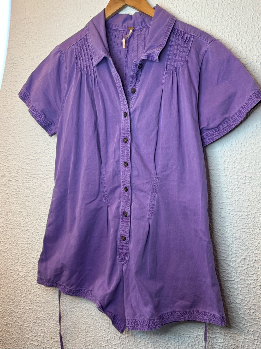 Free People Keep It Crisp Shortall RomeoLavender Button-Front